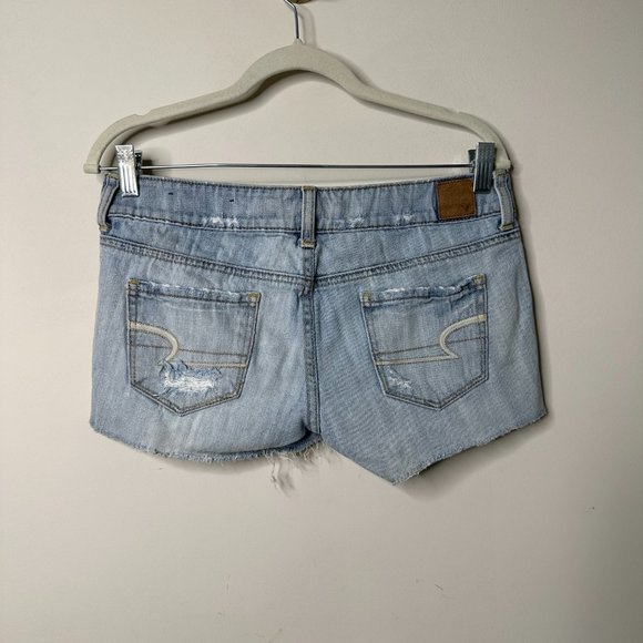 American Eagle Light Blue Patchwork Denim Shorts Women's 4 - Picture 2 of 4